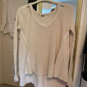 Free People Cream Sweater with Cut Outs